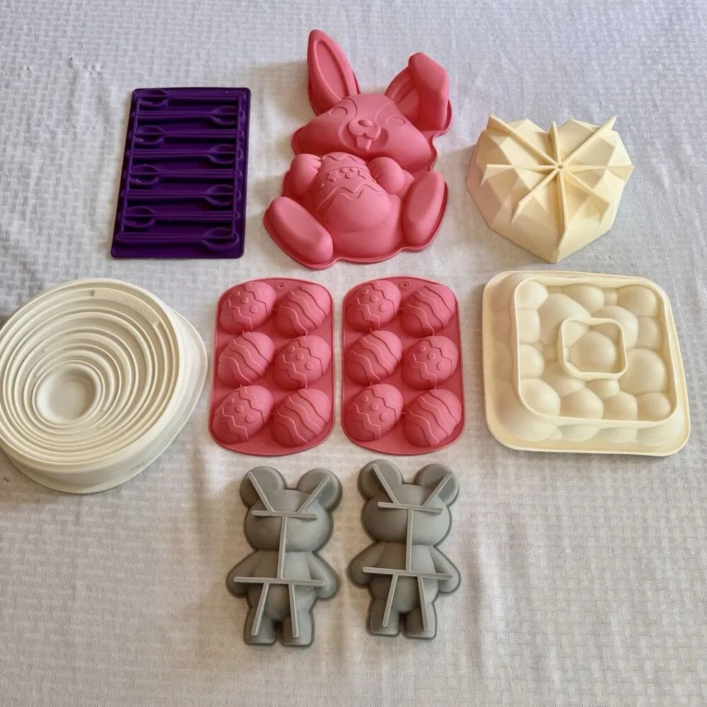 Silicone‎ Mold Lot Bunny Bear Heart Easter Candle Soap Resin Baking